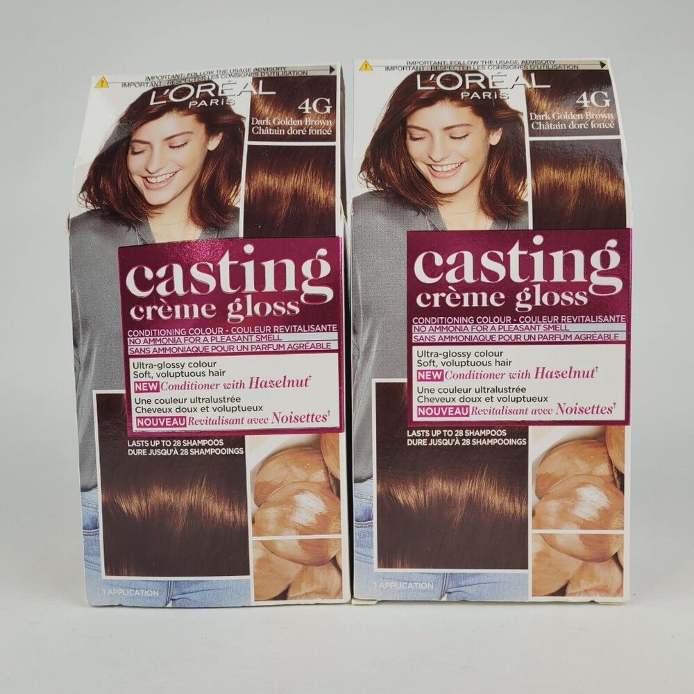 3x Loreal Casting Creme 4G Gloss Dark Golden Brown Hair Color
